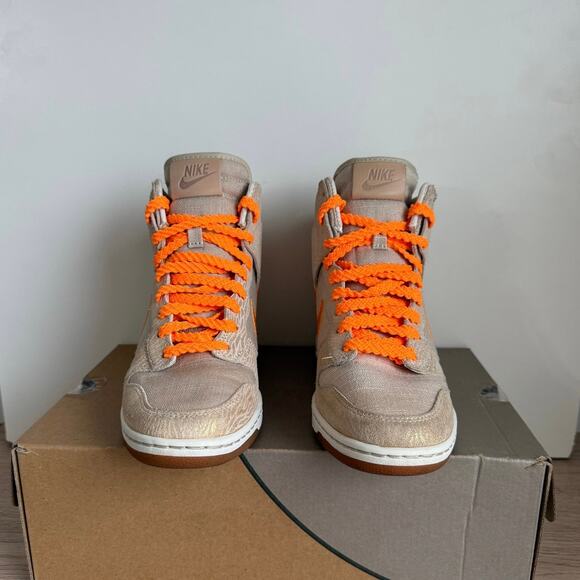 Nike Dunk Sky High Hidden Wedge Tan/Metallic Org Women Sneakers - SZ 8 - Picture 10 of 14